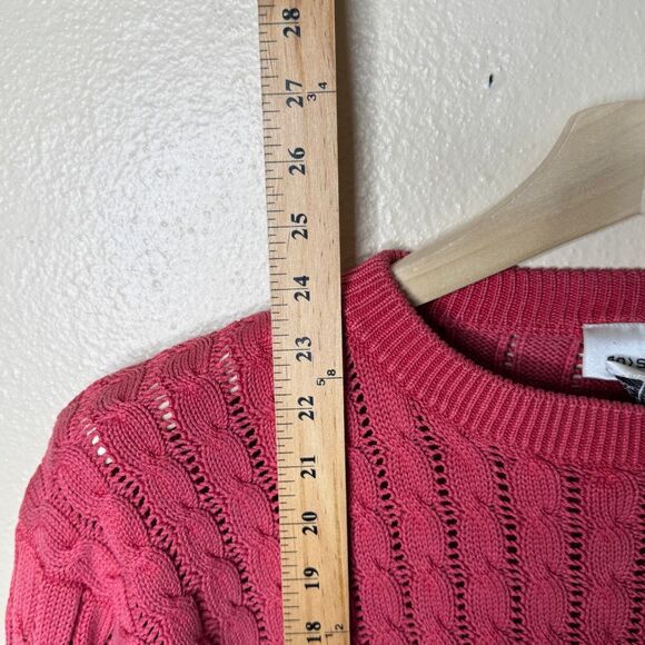 Go Silk Sweater Women's Medium Pink Crewneck Cable Knit Silk Pullover - Picture 4 of 6